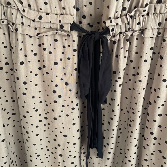 LOFT Polka Dot Drawstring Dress Petite Large - Picture 2 of 9